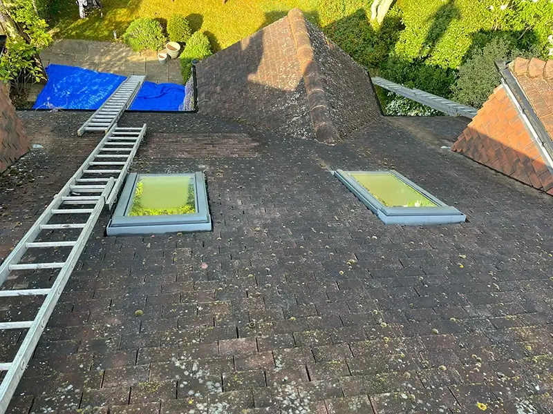 A roof in Kent before having its moss removed professionally by our teamGallery 03