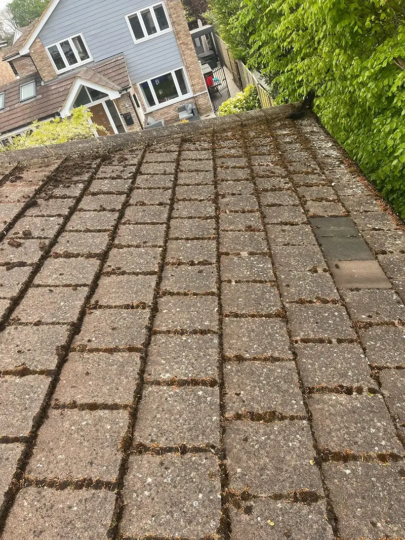 A roof in Kent before having its moss removed professionally by our team